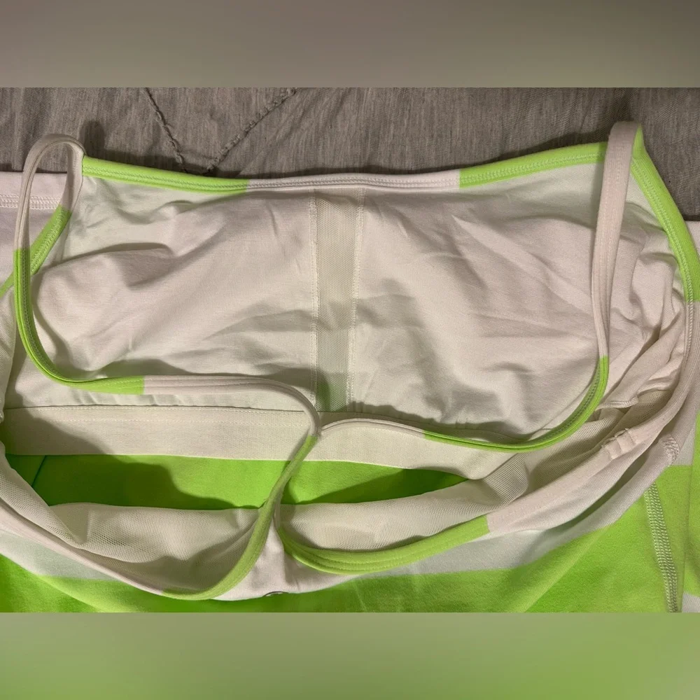 Lululemon Power Y Tank Bold Stripe White/‎ Zippy Green - Size 12